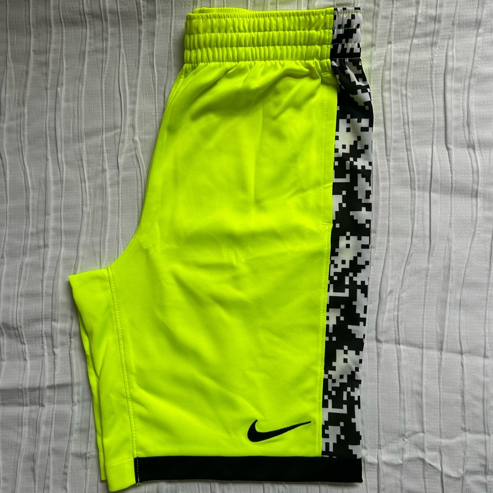 Nike Kids Bright Yellow and Black Patterned Shorts